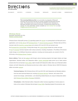 Windows Server Reviewed: December 28, 2016 Related Licensing Guides