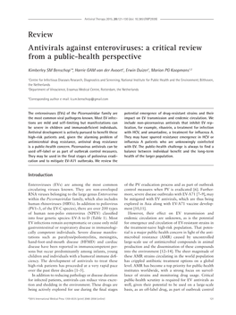 Review Antivirals Against Enteroviruses: a Critical Review from a Public-Health Perspective