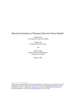 Bayesian Estimation of Dynamic Discrete Choice Models*