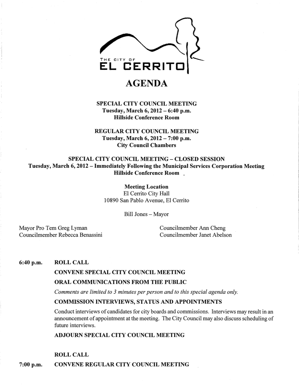 El Cerrito Agenda