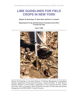 Lime Guidelines for Field Crops in New York