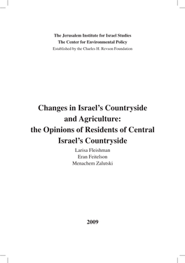 Changes in Israel's Countryside and Agriculture: the Opinions Of