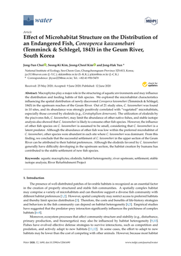 Effect of Microhabitat Structure on the Distribution of an Endangered Fish, Coreoperca Kawamebari (Temminck & Schlegel, 1843
