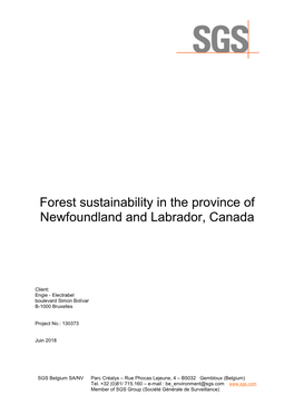 Forest Sustainability in the Province of Newfoundland and Labrador, Canada