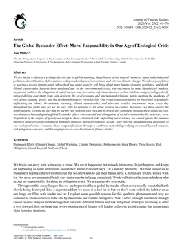 The Global Bystander Effect: Moral Responsibility in Our Age of Ecological Crisis