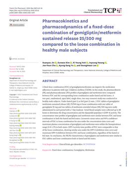 Pharmacokinetics and Pharmacodynamics of a Fixed-Dose