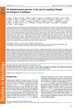 101 Dothideomycetes Genomes: a Test Case for Predicting Lifestyles and Emergence of Pathogens