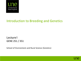 Introduction to Breeding and Genetics