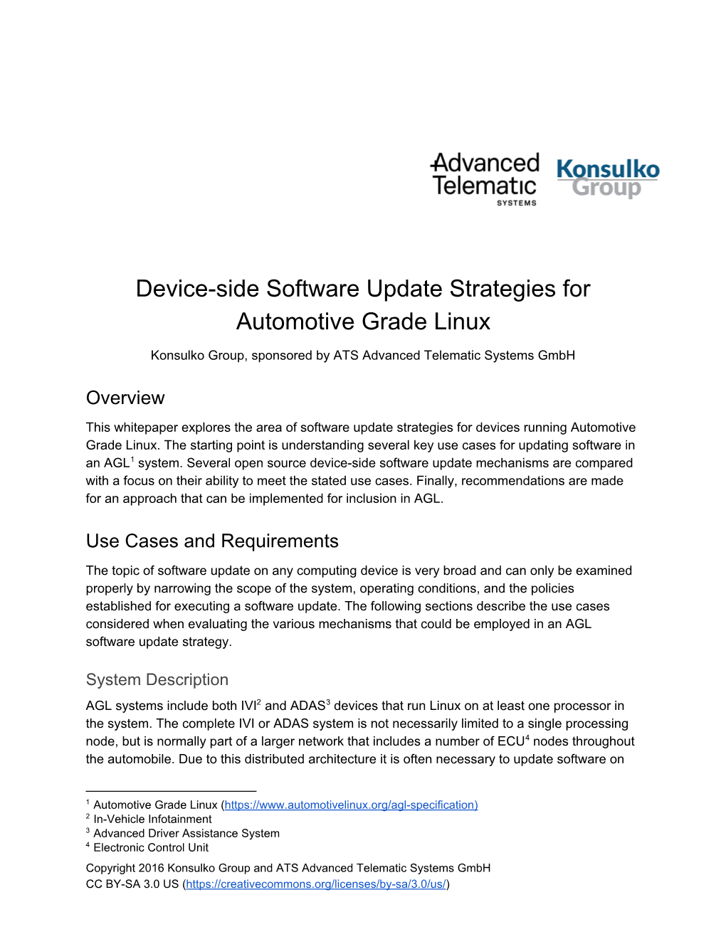 Deviceside Software Update Strategies for Automotive Grade Linux