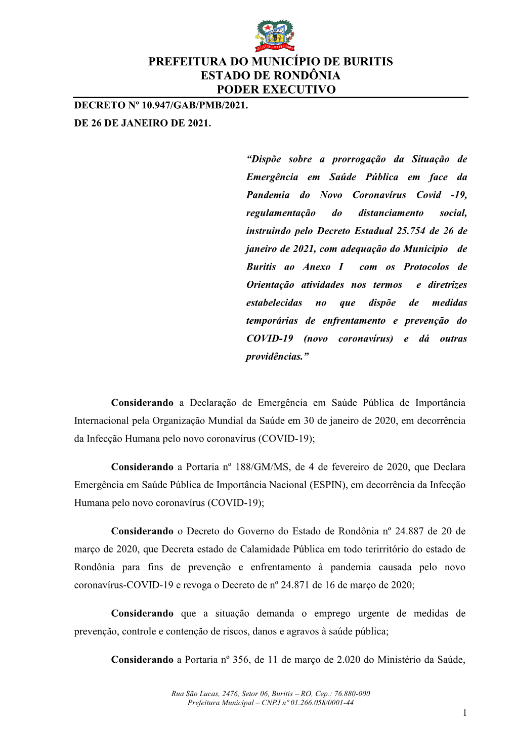 Prefeitura Do Município De Buritis Estado De Rondônia Poder Executivo