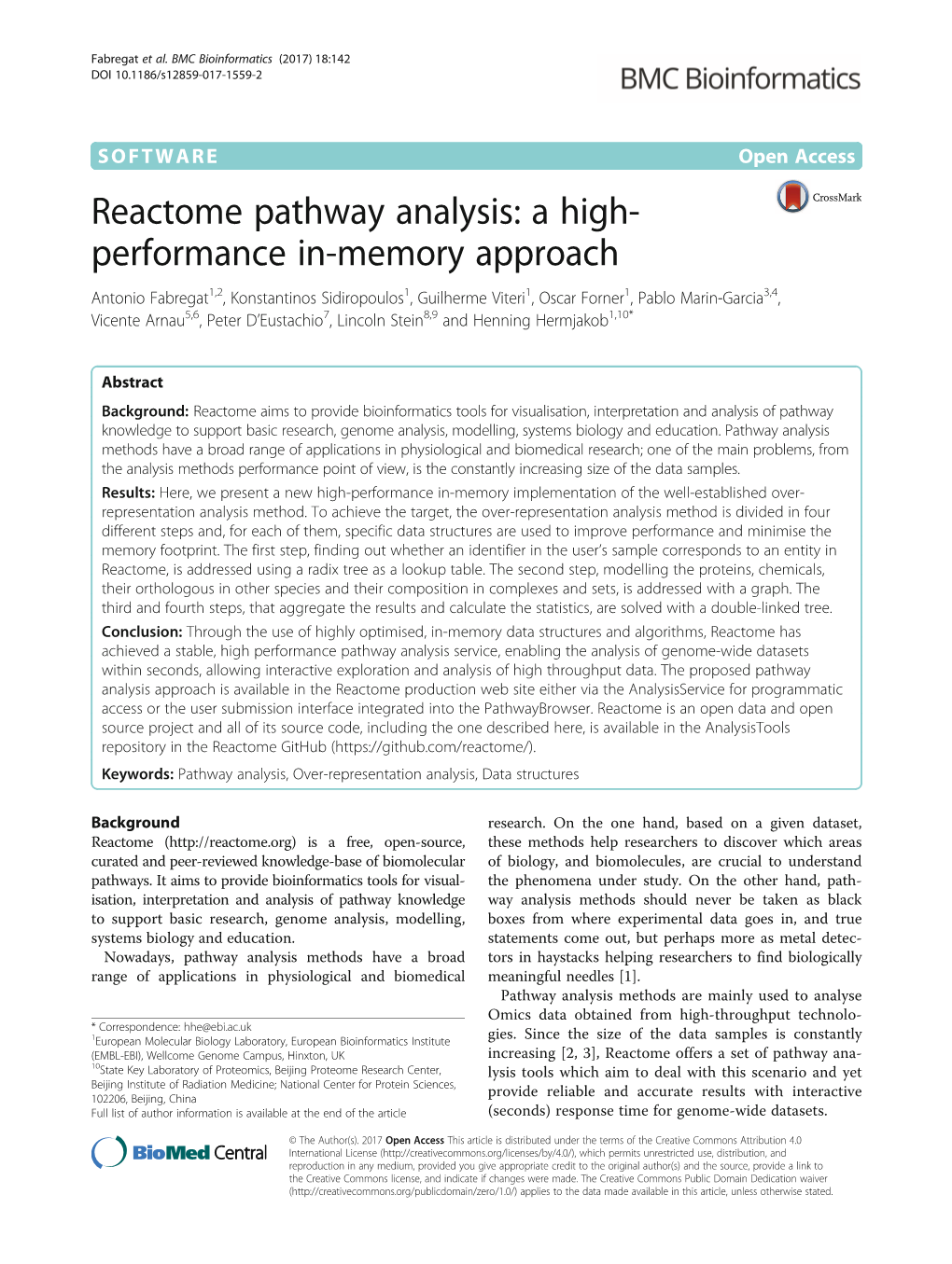 Reactome Pathway Analysis