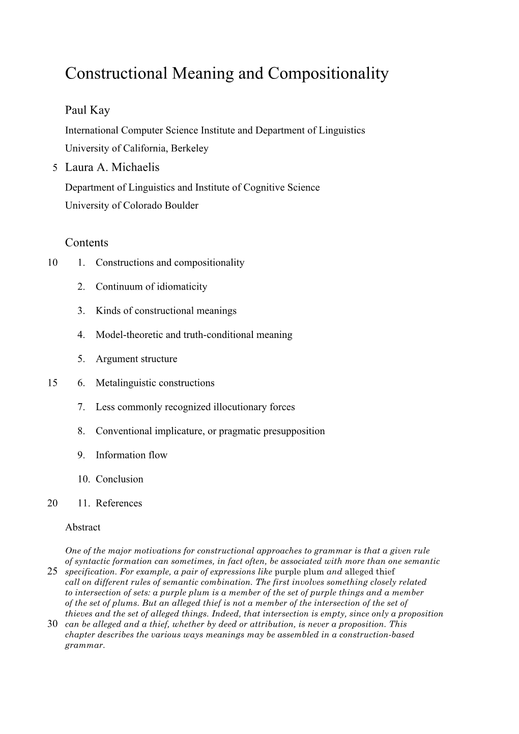 Constructional Meaning and Compositionality