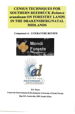 CENSUS TECHNIQUES for SOUTHERN REEDBUCK Redunca Arundinum on FORESTRY LANDS in the DRAKENSBERGINATAL MIDLANDS
