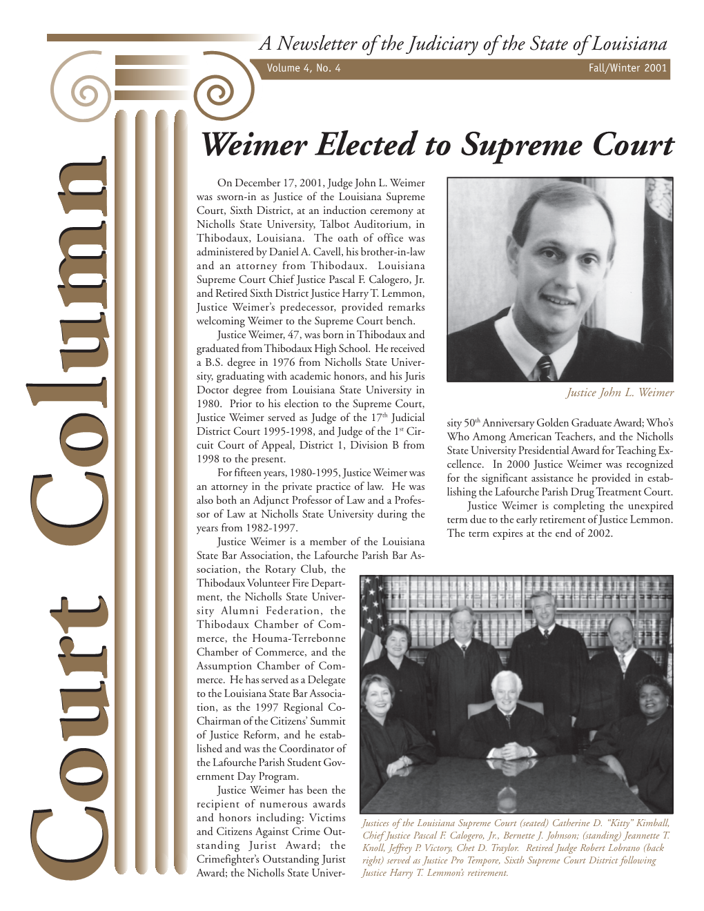 Weimer Elected to Supreme Court