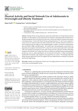 Physical Activity and Social Network Use of Adolescents in Overweight and Obesity Treatment