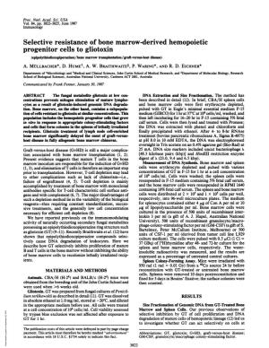Selective Resistance of Bone Marrow-Derived Hemopoietic Progenitor Cells to Gliotoxin