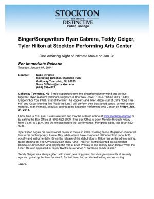 Singer/Songwriters Ryan Cabrera, Teddy Geiger, Tyler Hilton at Stockton Performing Arts Center