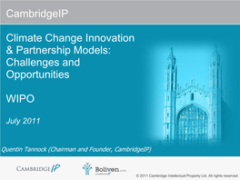 Cambridgeip Climate Change Innovation & Partnership Models