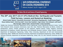 The 20Th July 2017 (22:31 UTC) Bodrum-Kos Earthquake And