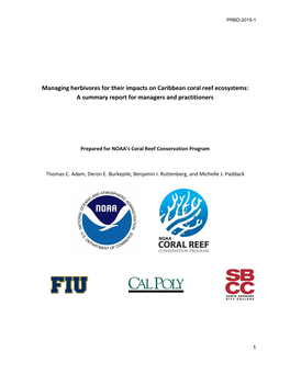 Managing Herbivores for Their Impacts on Caribbean Coral Reef Ecosystems: a Summary Report for Managers and Practitioners