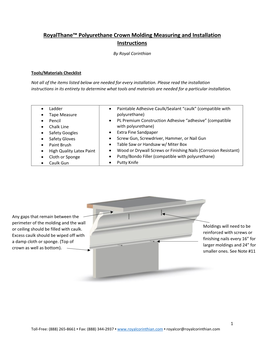 Polyurethane Crown Molding Measuring and Installation Instructions