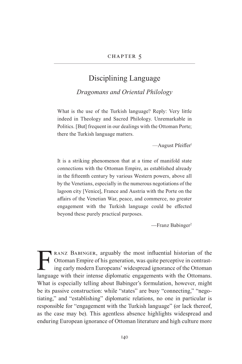 Disciplining Language Dragomans and Oriental Philology