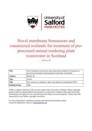 Novel Membrane Bioreactors and Constructed Wetlands for Treatment of Pre Processed Animal Rendering Plant Waste