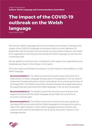 The Impact of the COVID-19 Outbreak on the Welsh Language December 2020