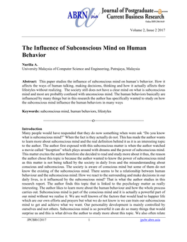 The Influence of Subconscious Mind on Human Behavior