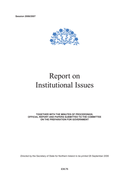Report on Institutional Issues