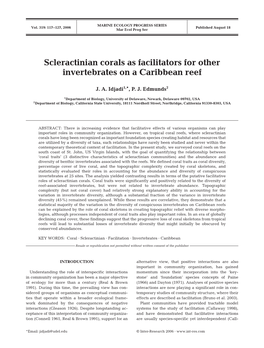 Scleractinian Corals As Facilitators for Other Invertebrates on a Caribbean Reef