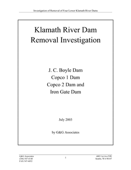 Klamath River Dam Removal Investigation