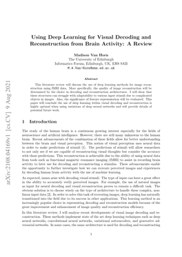 Using Deep Learning for Visual Decoding and Reconstruction from Brain Activity: a Review