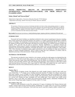 Orthoptera:Gryllidae) and Their Impact on Classification