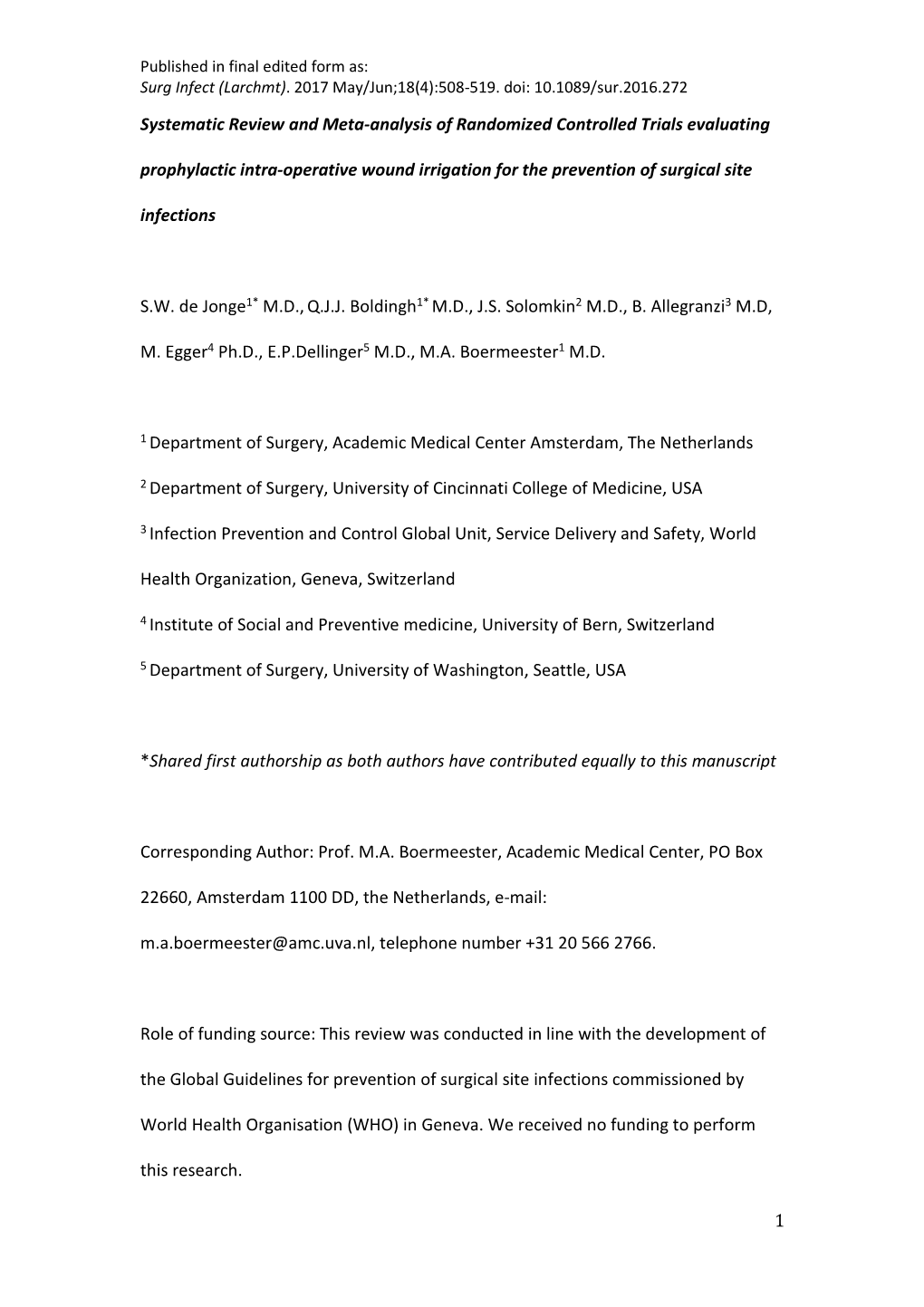 1 Systematic Review and Meta-Analysis of Randomized