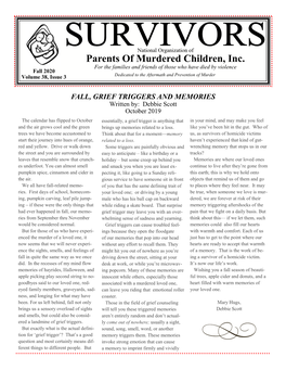 Fall 2020 Volume 38, Issue 3 Dedicated to the Aftermath and Prevention of Murder