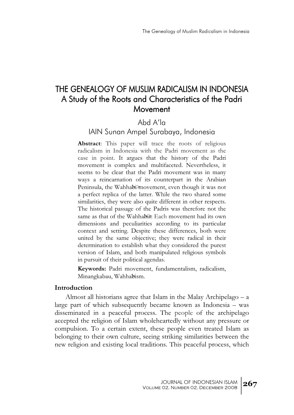 The Genealogy of Muslim Radicalism in Indonesia A