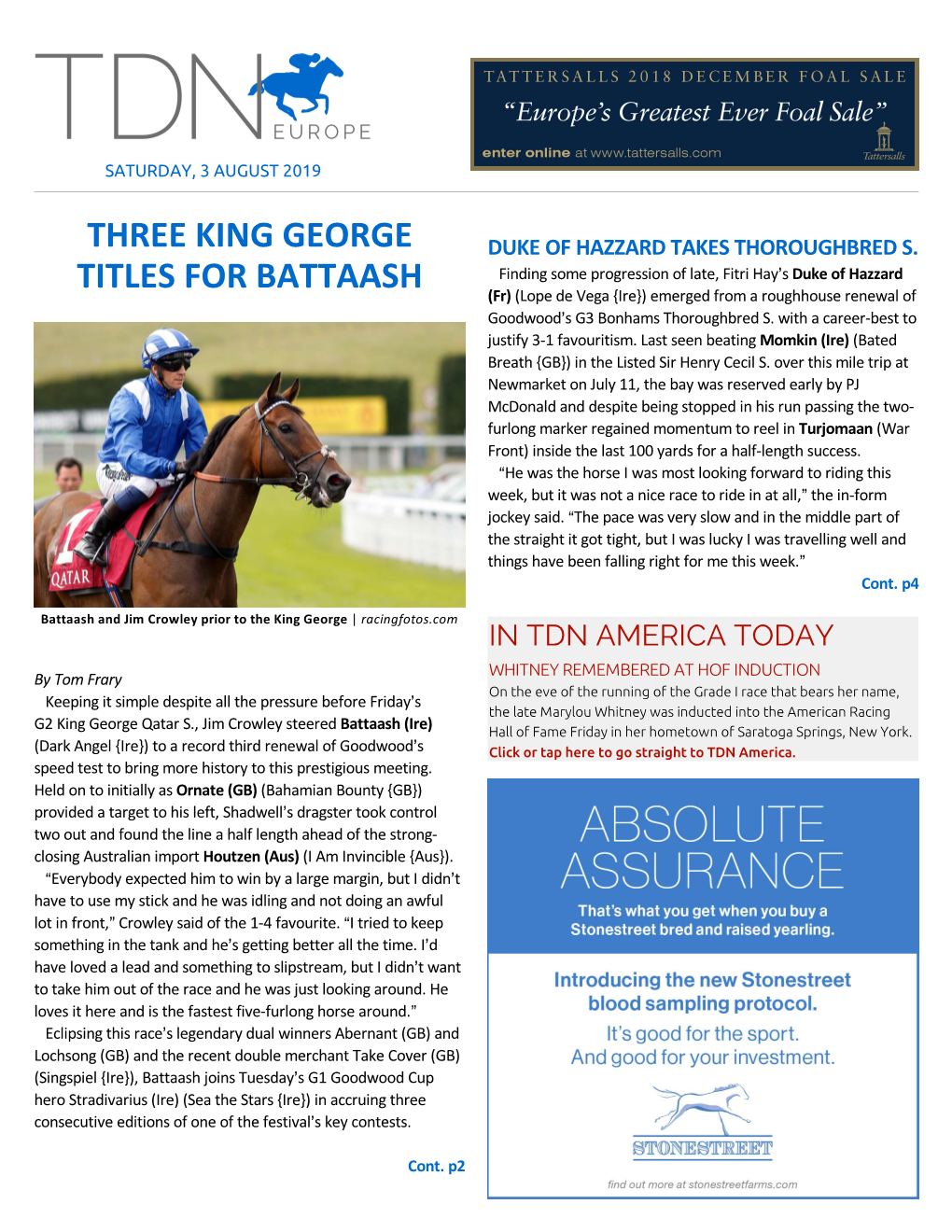 Three King George Titles for Battaash Cont