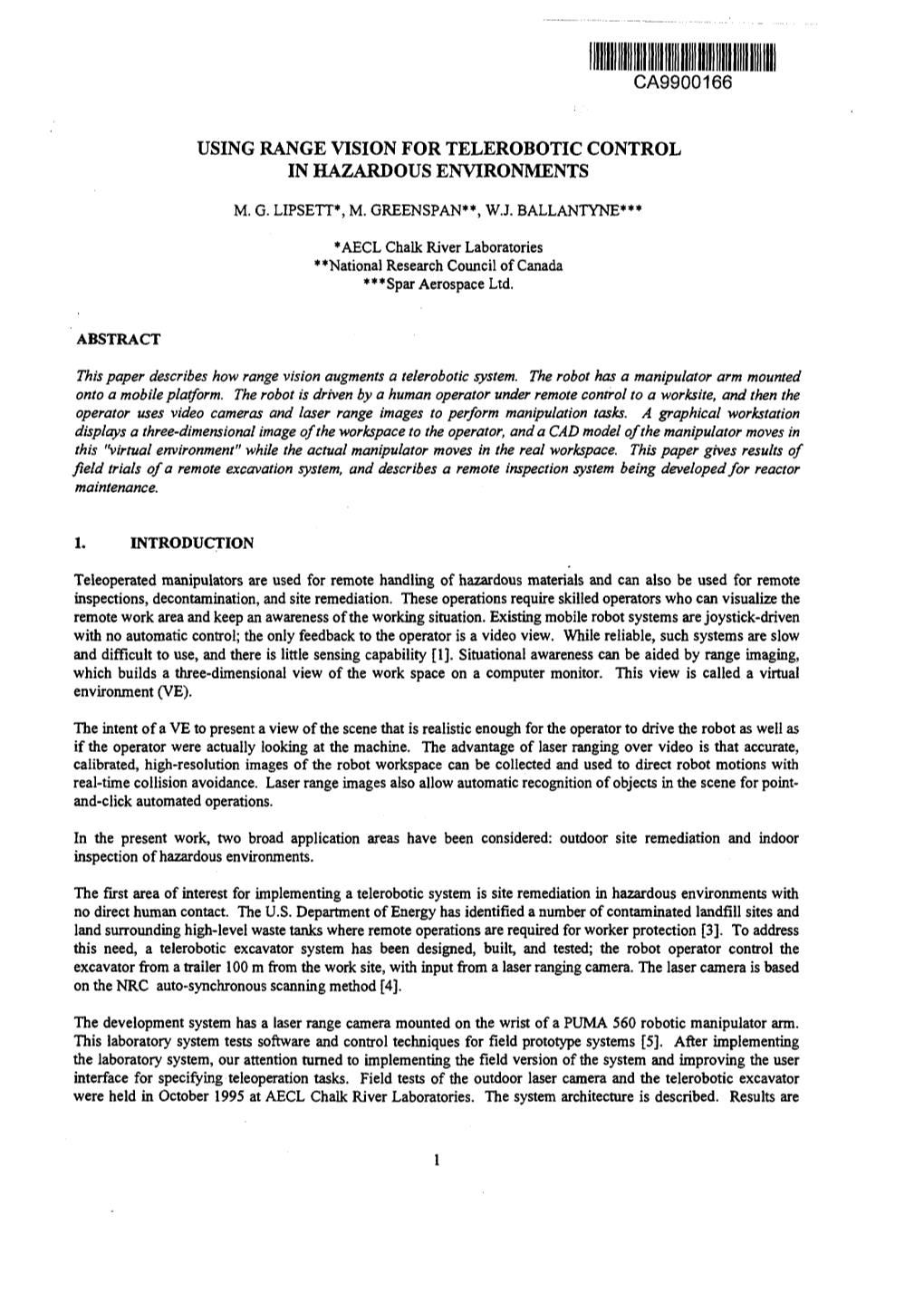 Using Range Vision for Telerobotic Control in Hazardous Environments