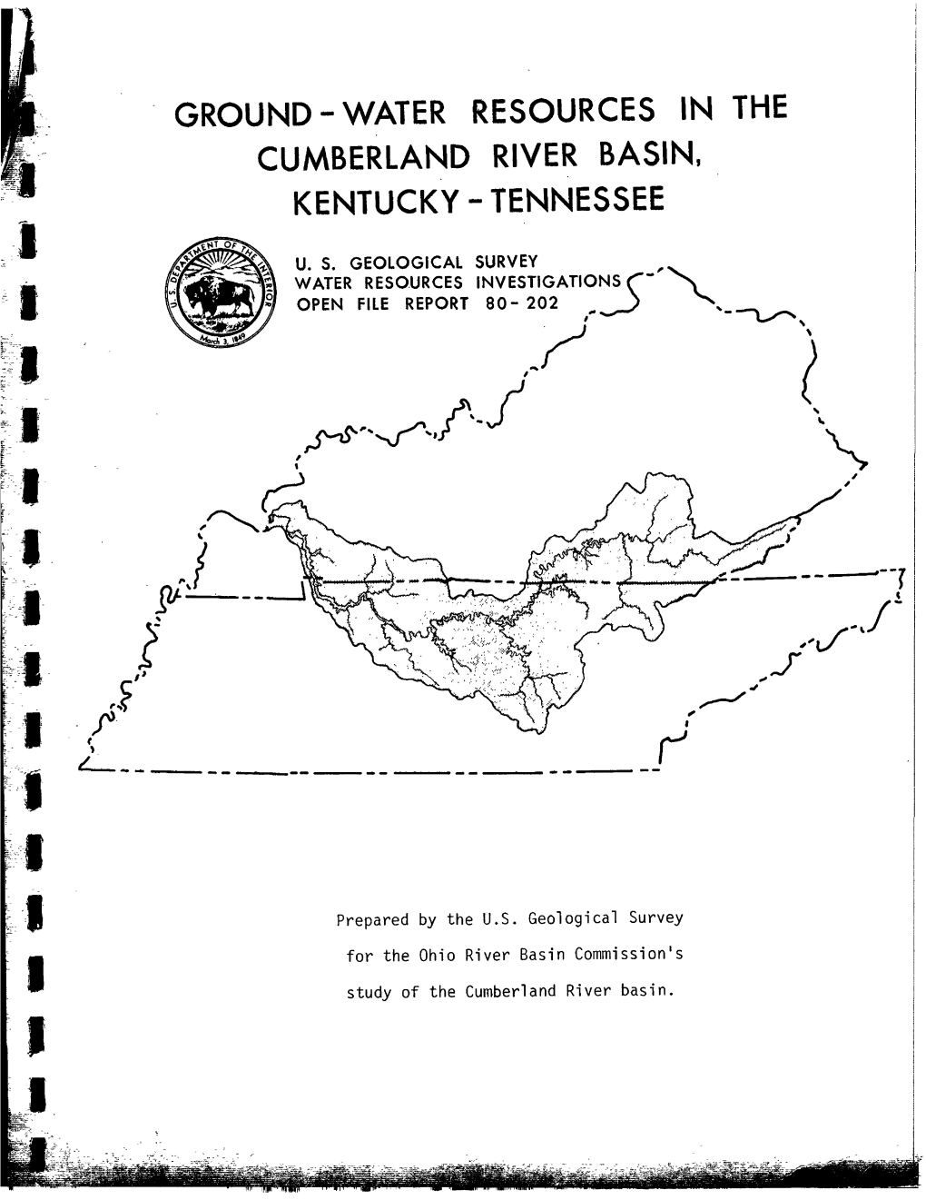 Ground-Water Resources in the Cumberland River Basin, I Kentucky-Tennessee