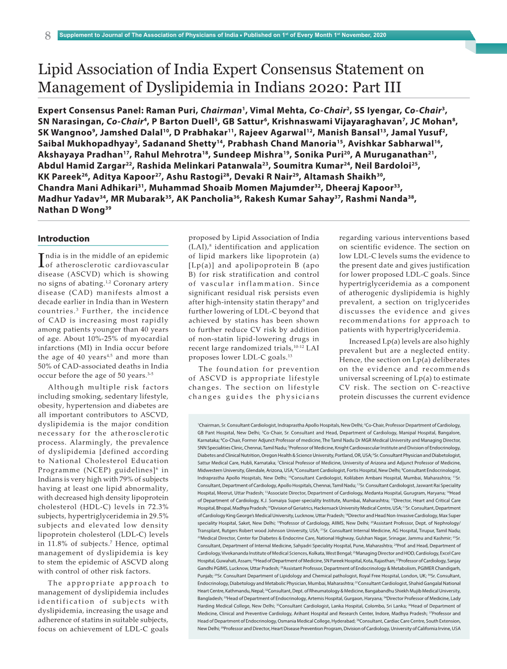 LAI Expert Consensus Statement