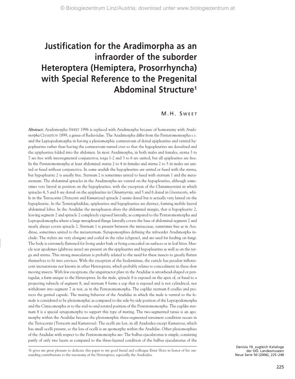 Hemiptera, Prosorrhyncha) with Special Reference to the Pregenital Abdominal Structure1