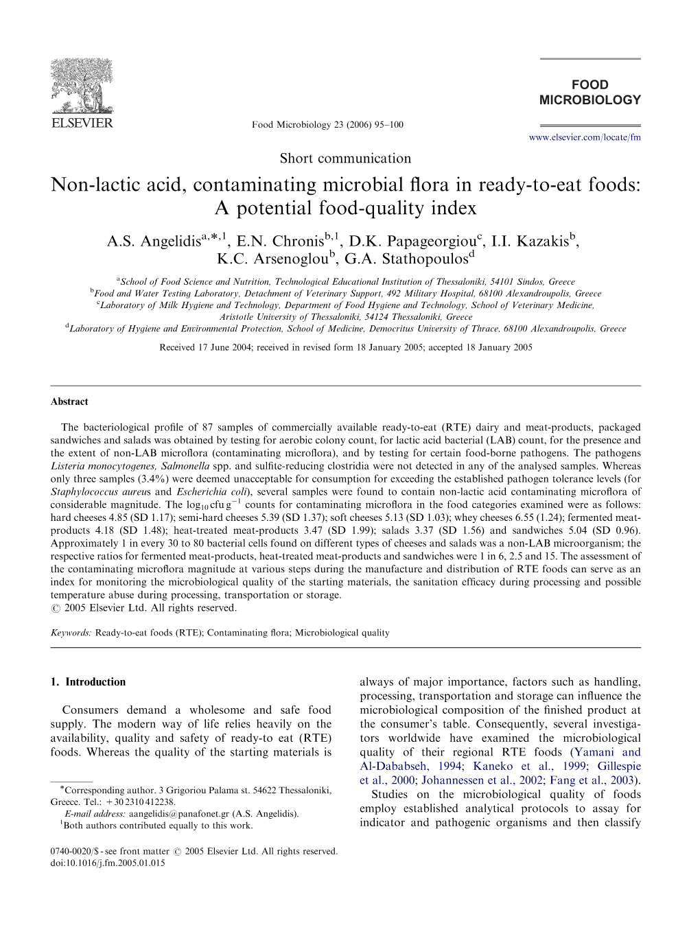 Non-Lactic Acid, Contaminating Microbial Flora in Ready-To-Eat Foods