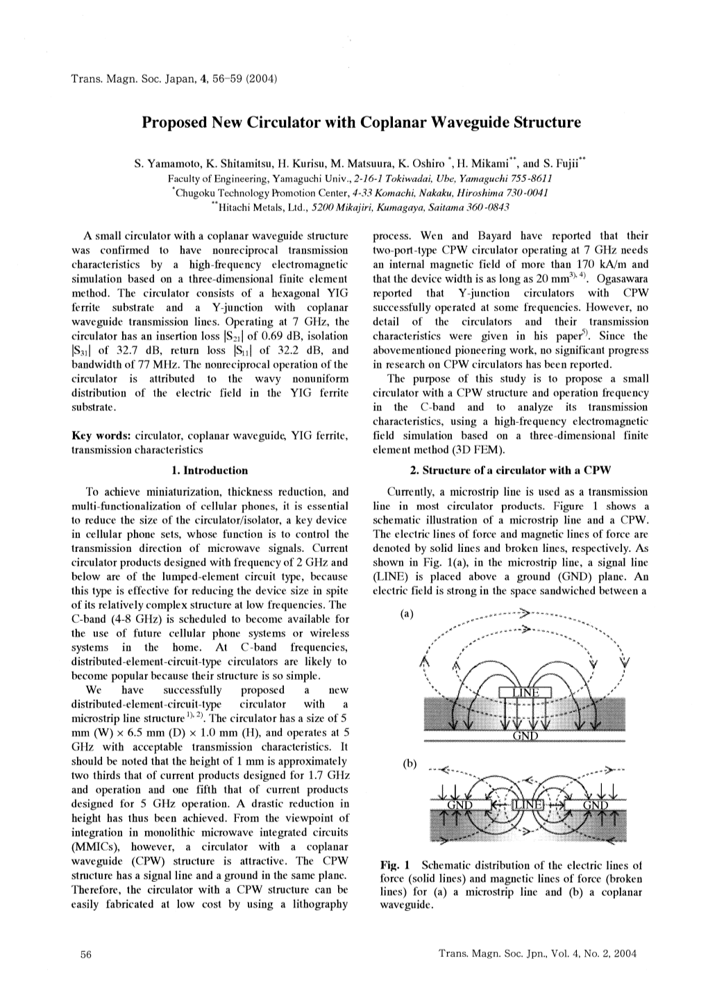 Proposed New Circulator with Coplanar Waveguide Structure