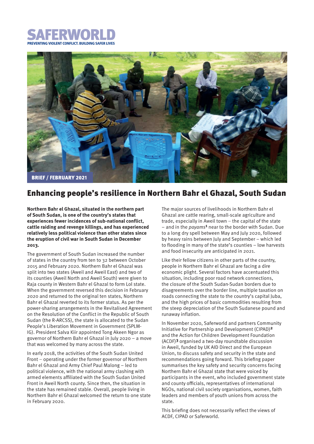 Enhancing People's Resilience in Northern Bahr El Ghazal, South