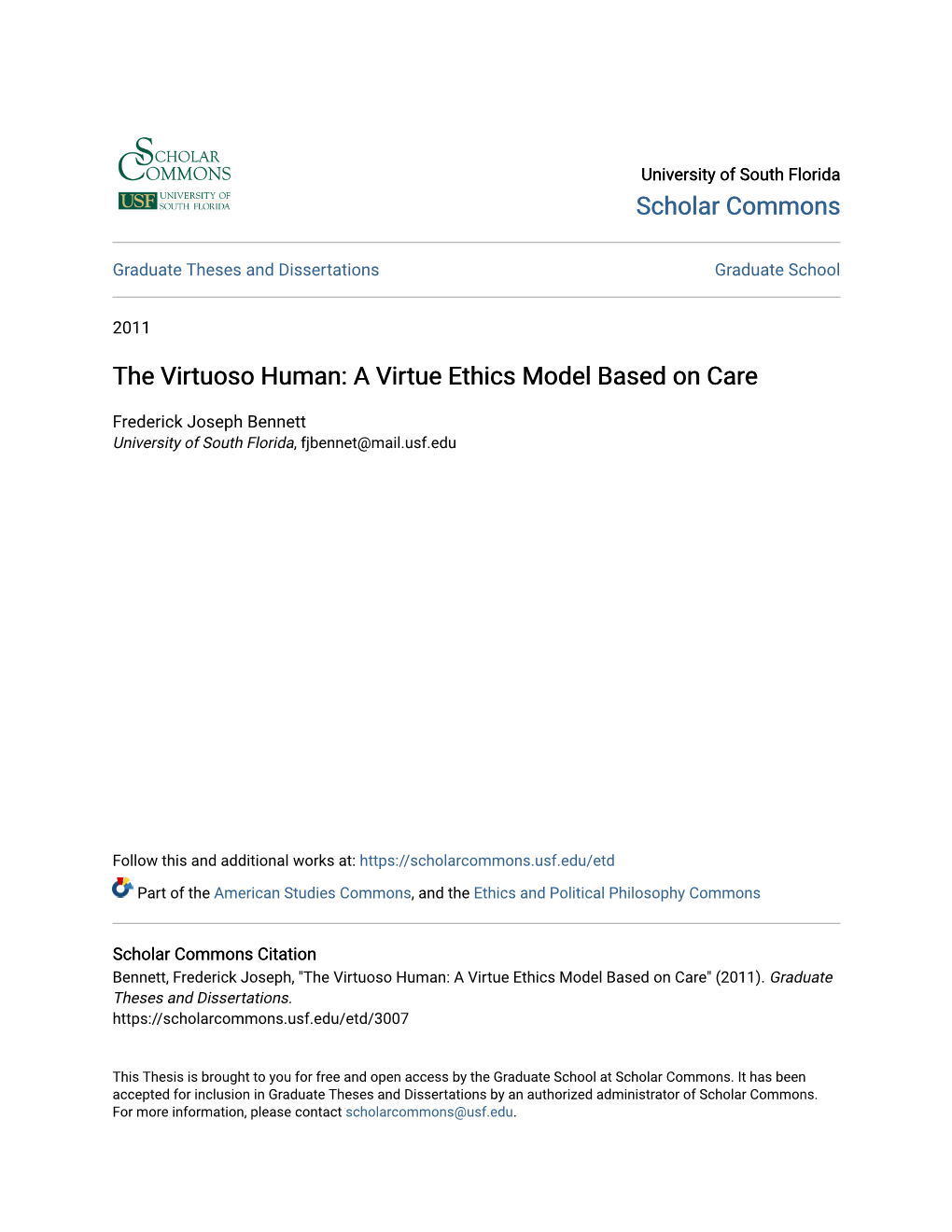 A Virtue Ethics Model Based on Care