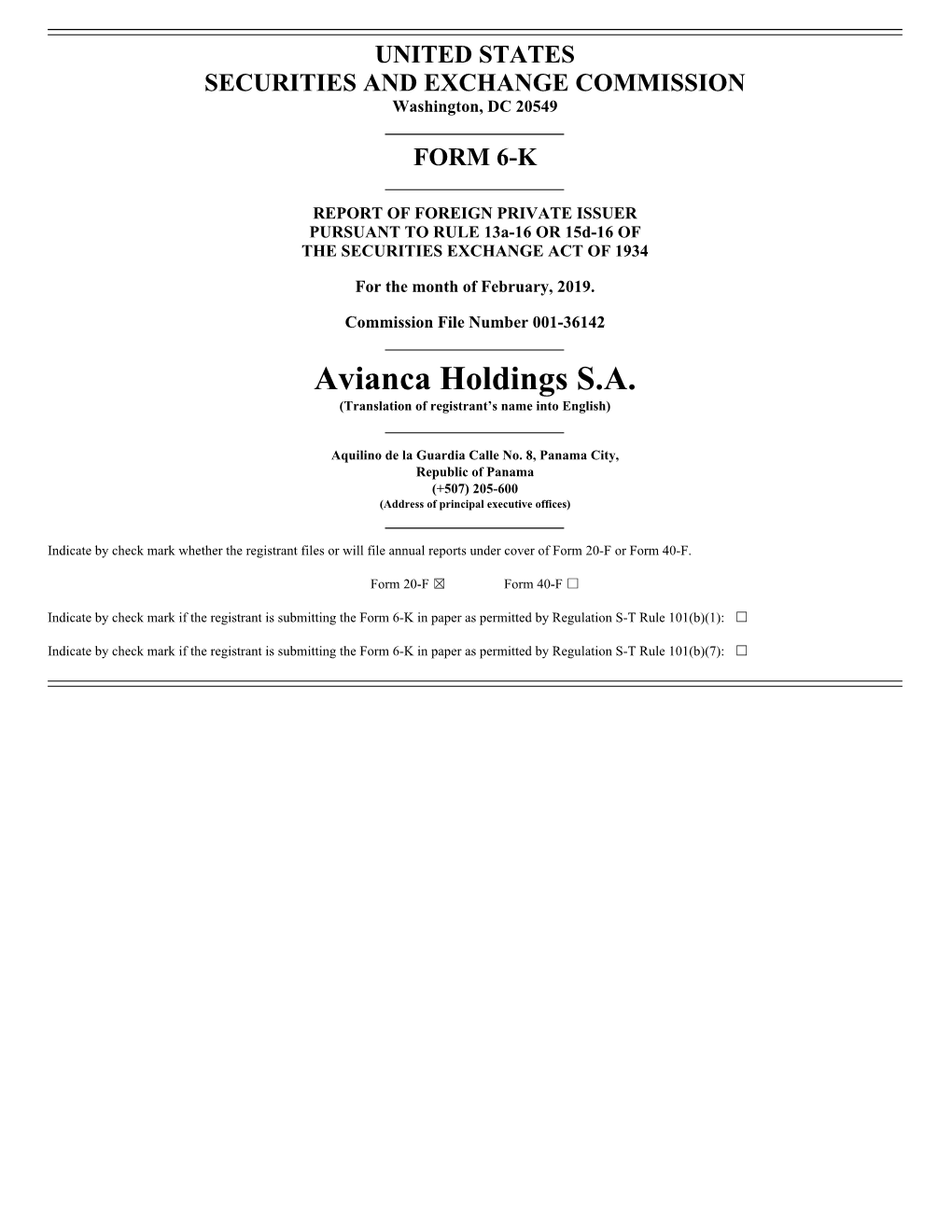 Avianca Holdings S.A. (Translation of Registrant’S Name Into English)