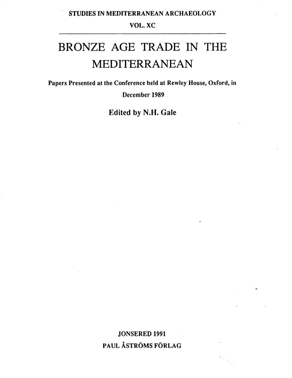 Bronze Age Trade in the Mediterranean