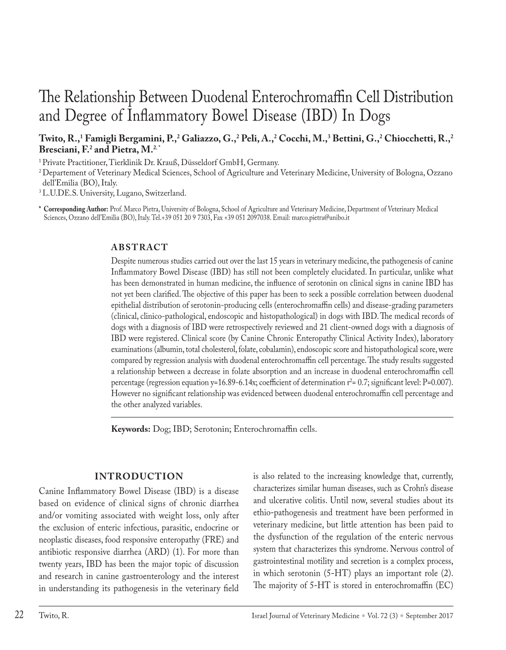 The Relationship Between Duodenal Enterochromaffin Cell Distribution