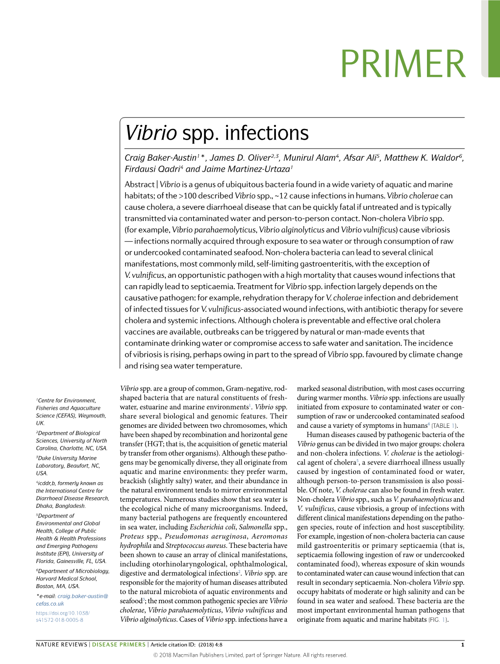 Vibrio Spp. Infections